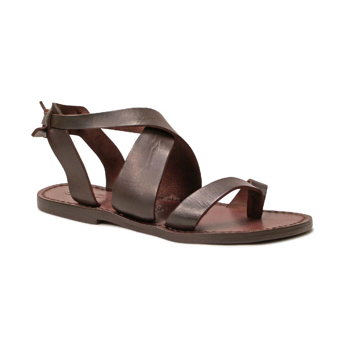 Women sandals in Dark Brown Leather handmade in Italy | Gianluca - The ...