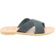 Men's slipper sandals with crossed bands in dark brown nubuck leather