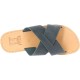 Men's slipper sandals with crossed bands in dark brown nubuck leather