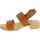 Women's clogs with light brown leather bands Handmade