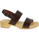 Wood clogs for women with dark brown leather bands Handmade