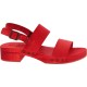 Red mules with genuine leather band Handmade