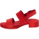 Red mules with genuine leather band Handmade