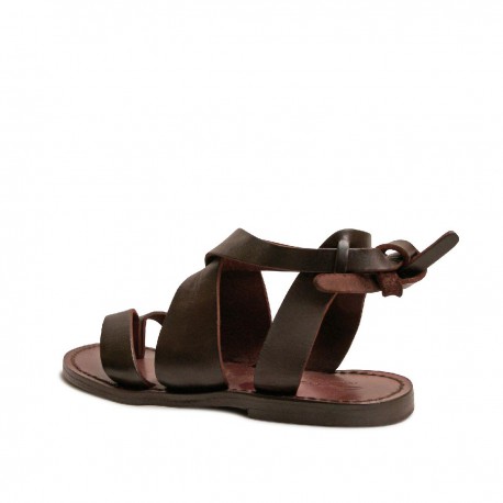 Women sandals in Dark Brown Leather handmade in Italy | The leather ...