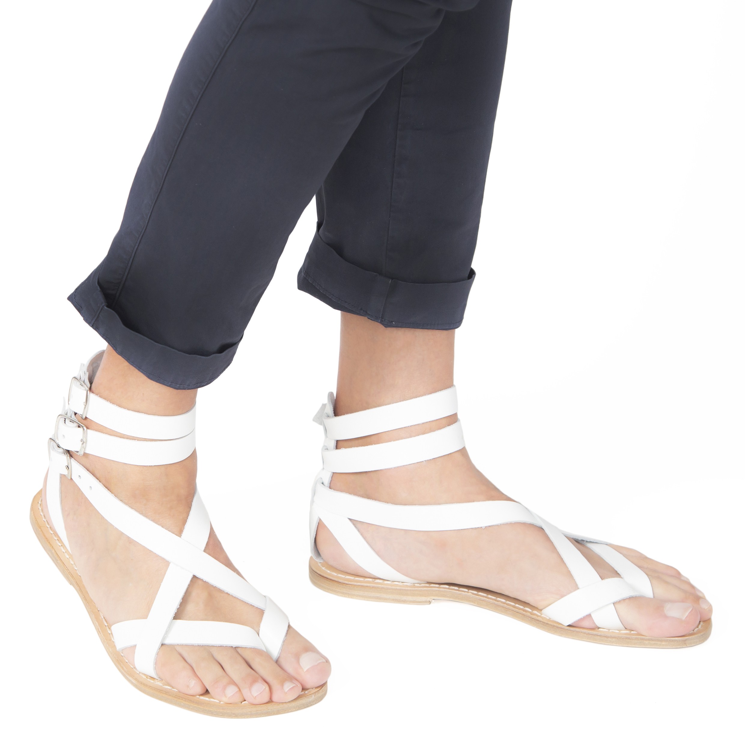 White men's gladiator sandals Handmade in Italy