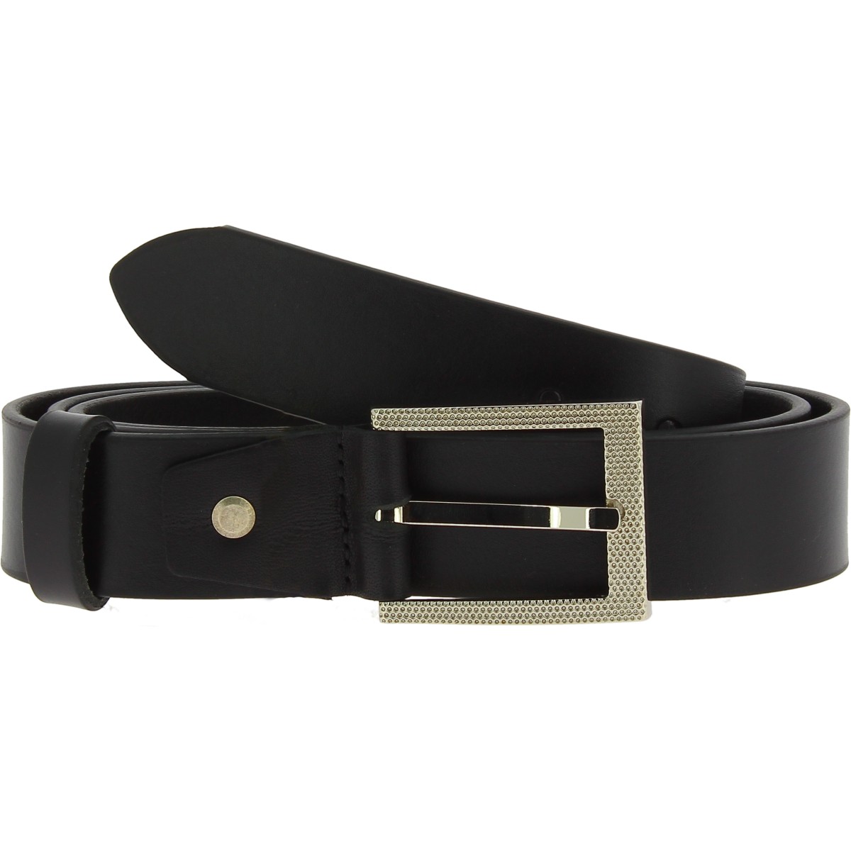 Genuine black leather belt with classic rectangular metal buckle | The ...