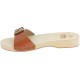 Handmade men's wooden clog sandals with adjustable tan leather band