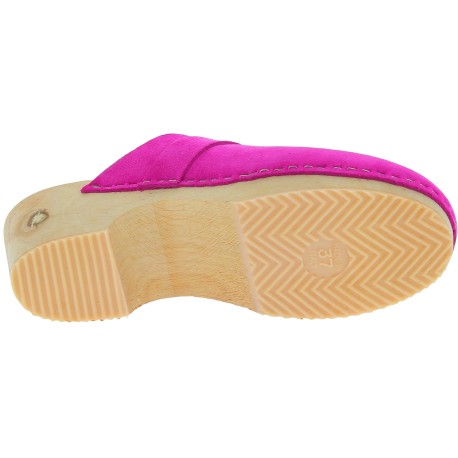 Wooden Clogs For Women With Closed Upper In Pink Suede Leather The   Wooden Clogs For Women With Closed Upper In Pink Suede Leather 