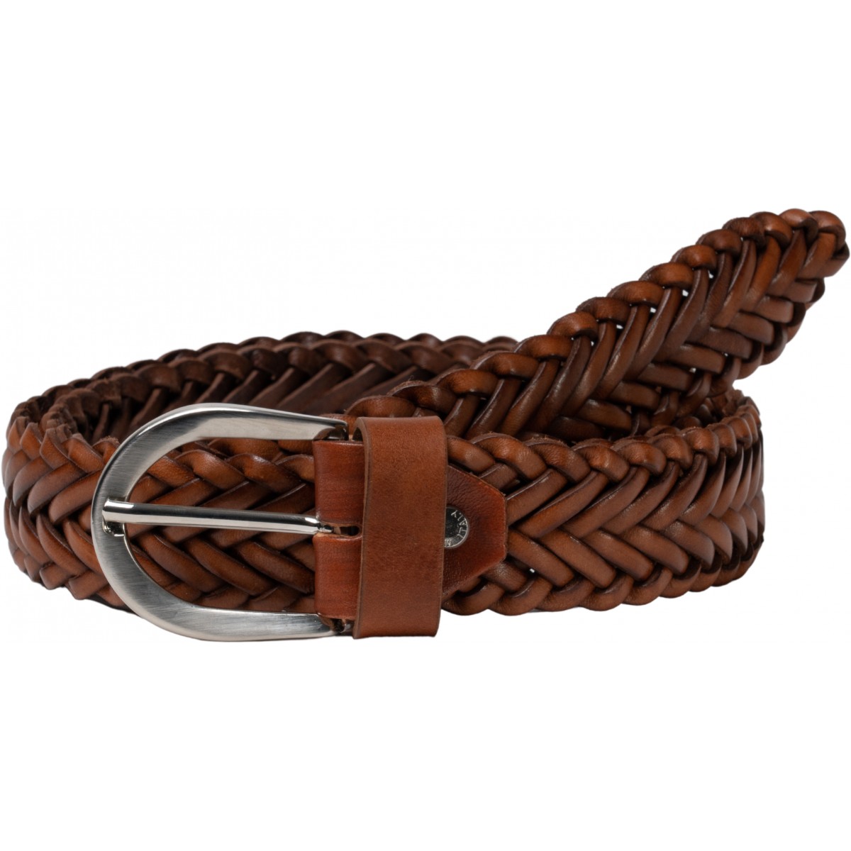 Braided belt made of elegant cowhide - brown, Belts