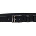 Handmade black leather belt rectangular buckle with flat pin