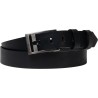 Handmade black leather belt rectangular buckle with flat pin