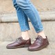 Chaussures basses en cuir marron foncé avec doublure en agneau