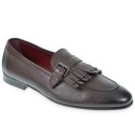 Fringe loafers in soft dark brown leather handmade by Fratelli Borgioli