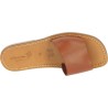 Men's leather slides sandals in tan leather handmade