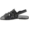 Leather cage sandals for men in black leather