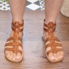 Sandalias romanas de cuero marron para hombres hechos a mano en Italia