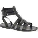 Black men's roman leather sandals Handmade in Italy