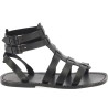 Black men's roman leather sandals Handmade in Italy