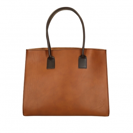 Tote bag for women Handmade in two tone leather | Gianluca - The ...